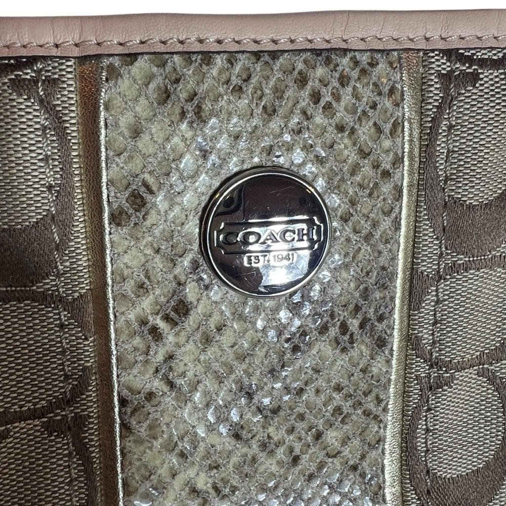 Coach Canvas Stripe Python Carryall Shoulder Bag … - image 8